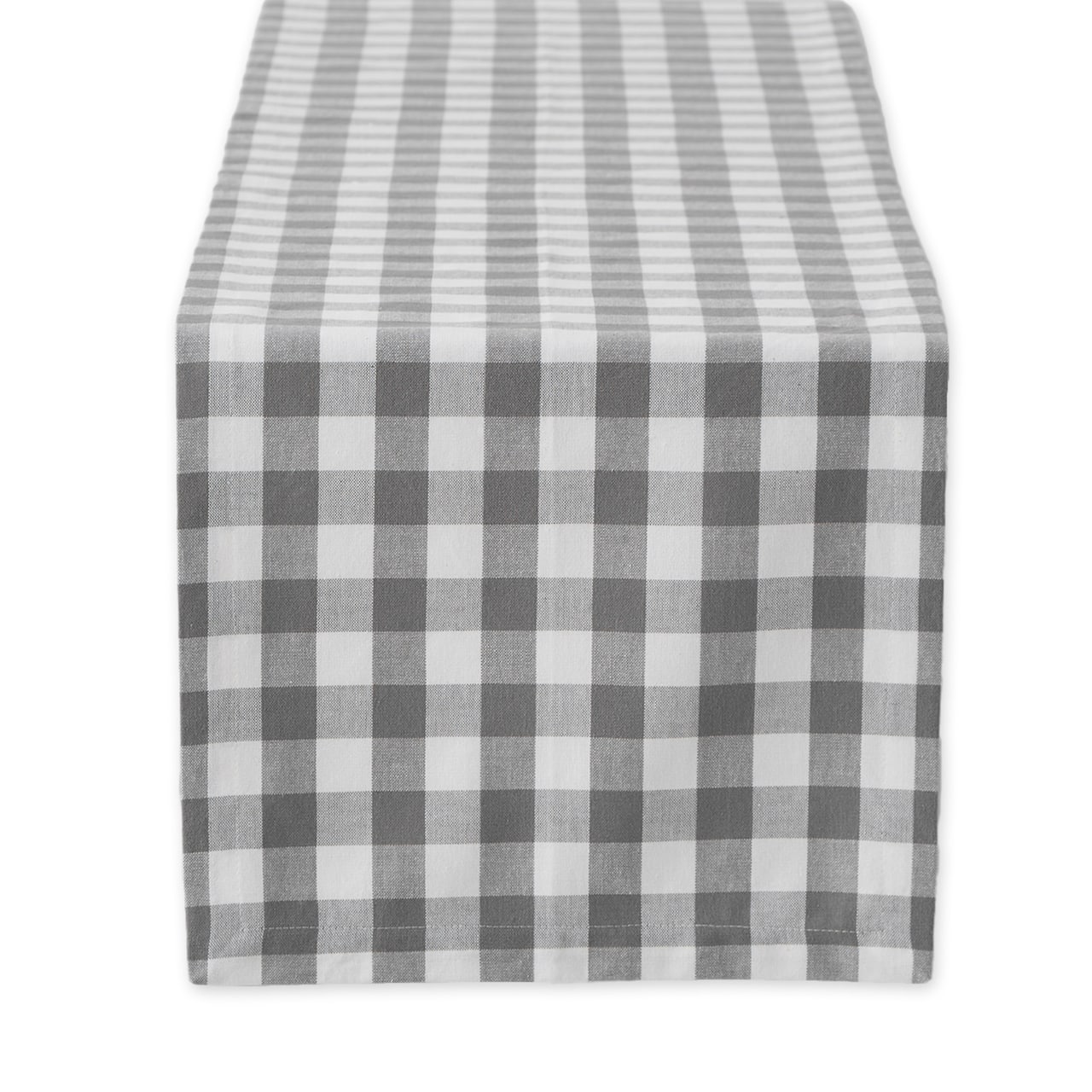 Gray and White Checkers Table Runner 14" x 108"